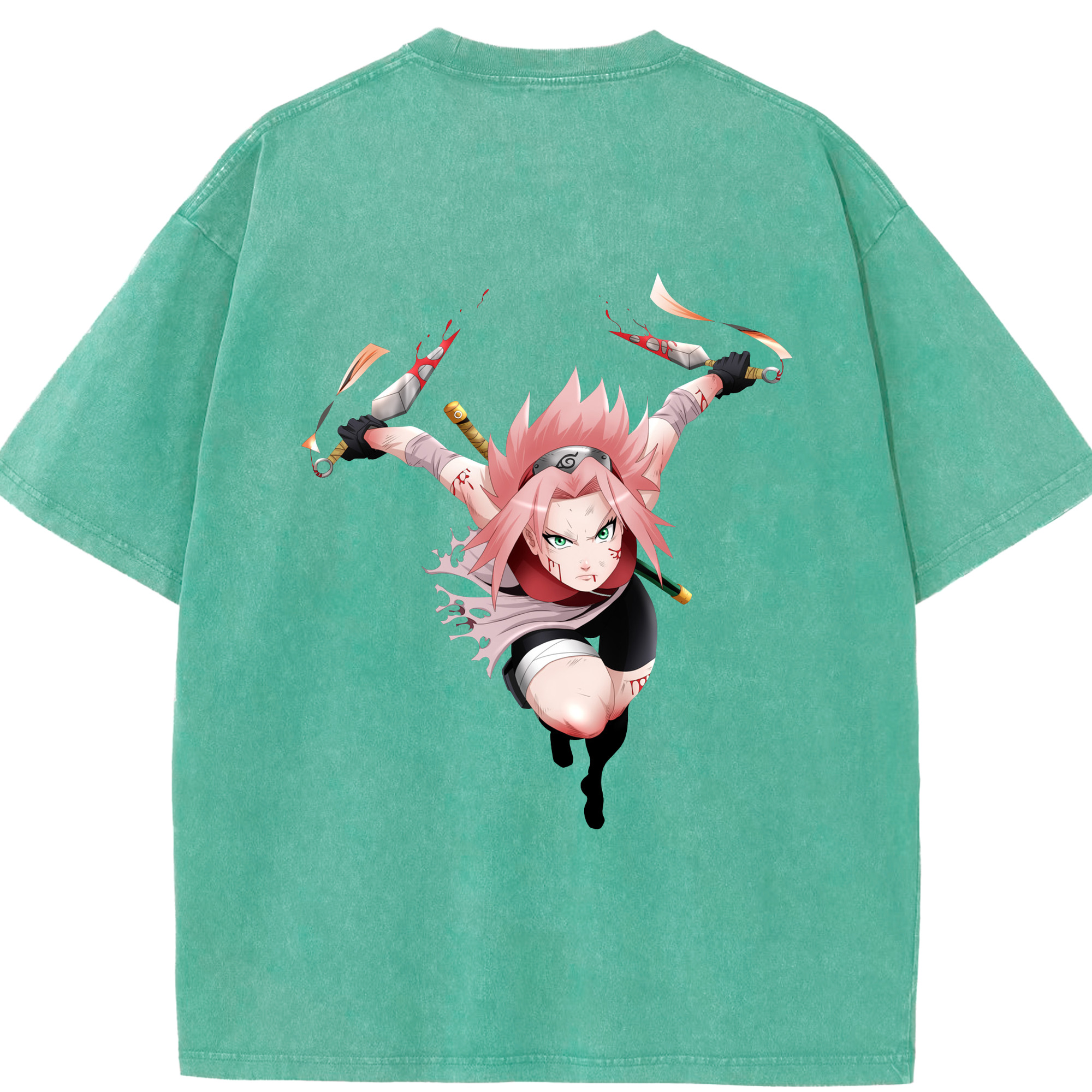 （画像用） NARUTO -ナルト- 春野サクラ Haruno Sakura 綿100% ヴィンテージ風 半袖Tシャツ（背面プリント）